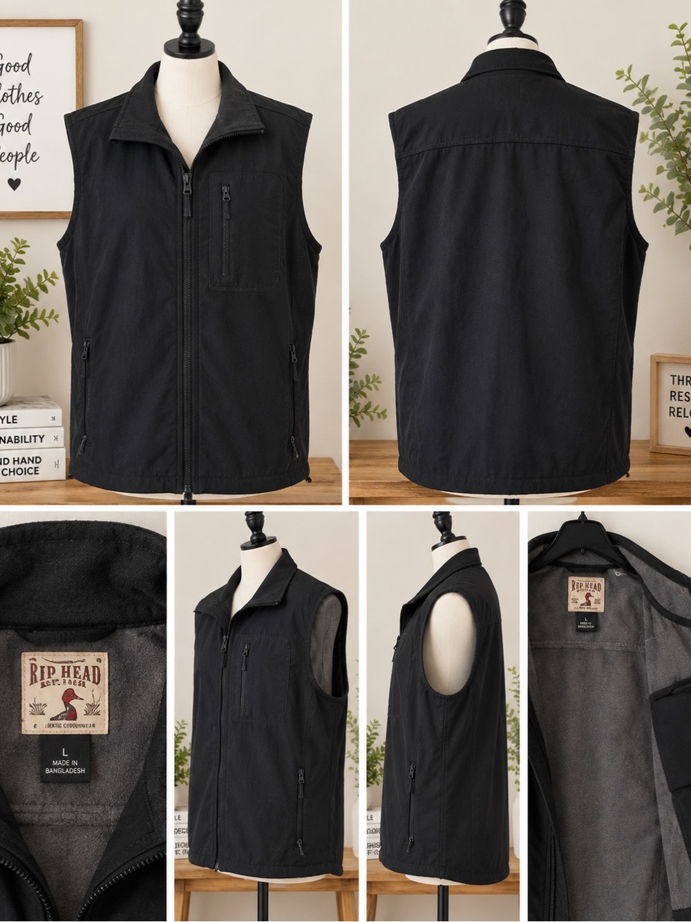 RedHead Black Men's Softshell Vest with Zip Pockets